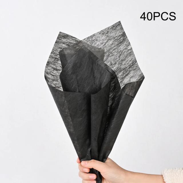 Papel de Embrulho Floral Rosa com Fronteira Dourada - Estilo Coreano Semitransparente para Buquês e Presentes, 20 Peças por Lote
