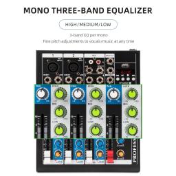 Profissional 4 canais Mixer Bluetooth Reverb DJ Audio Interface USB Mixer Microfone mesa de som 4 canais - Image 2