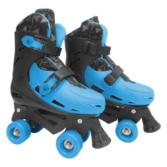 Patins Tradicionais Ajustáveis Azul e Preto para Crianças - Tamanho 33 a 40 - Dm Radical Brinquedos para Passeios ao Ar Livre