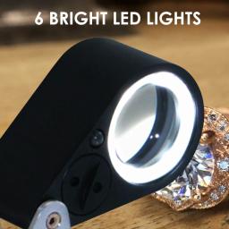 10x gem lupa led para relógio moedas selos gemas jóias diamante identificação profissional lupa com luz - Image 5