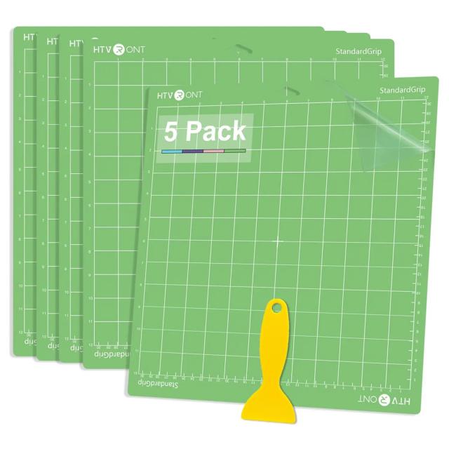 Tapete Adesivo HTVRONT para Corte, Base para Máquinas Cricut Air e Maker, 5 Unidades, 30x30cm, Ideal para Projetos de Artesanato DIY