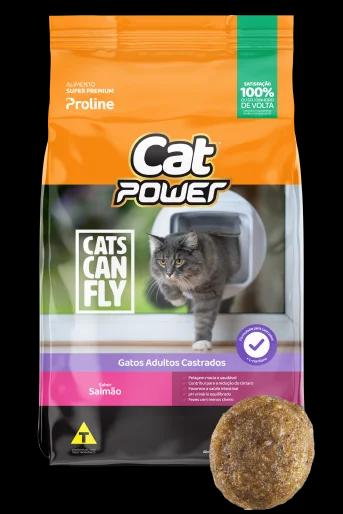 Ração Cat Power Super Premium Gatos Adultos Castrados Sabor Salmão - 10,1kg - Image 1