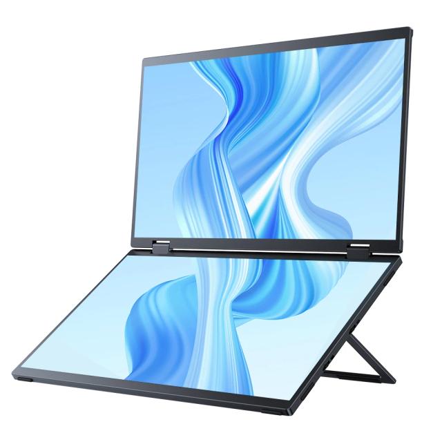 Monitor Dobrável Portátil de 15,6" com Suporte Embutido e Conexões USB-C e HDMI para Laptop, PC, Mac e Celular