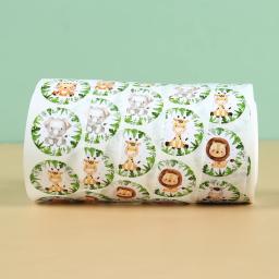 Animais Adesivos para Decoração de Festa de Aniversário, Selva Safari Tema, Rolo Animal Adesivos para Crianças, Baby Shower Supplies - Image 2