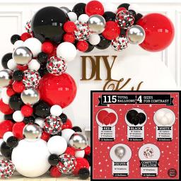 Balão Garland Arch Kit para Decoração Festa de Graduação, Decorações de Aniversário, Vermelho, Preto, Prata, Branco, Baby Shower, 1 Conjunto - Image 2