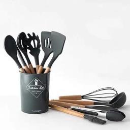 Silicone Utilitures para Cozinha, Suporte Utensílios, Batadores, Suporte Kit, 12 pcs - Image 1