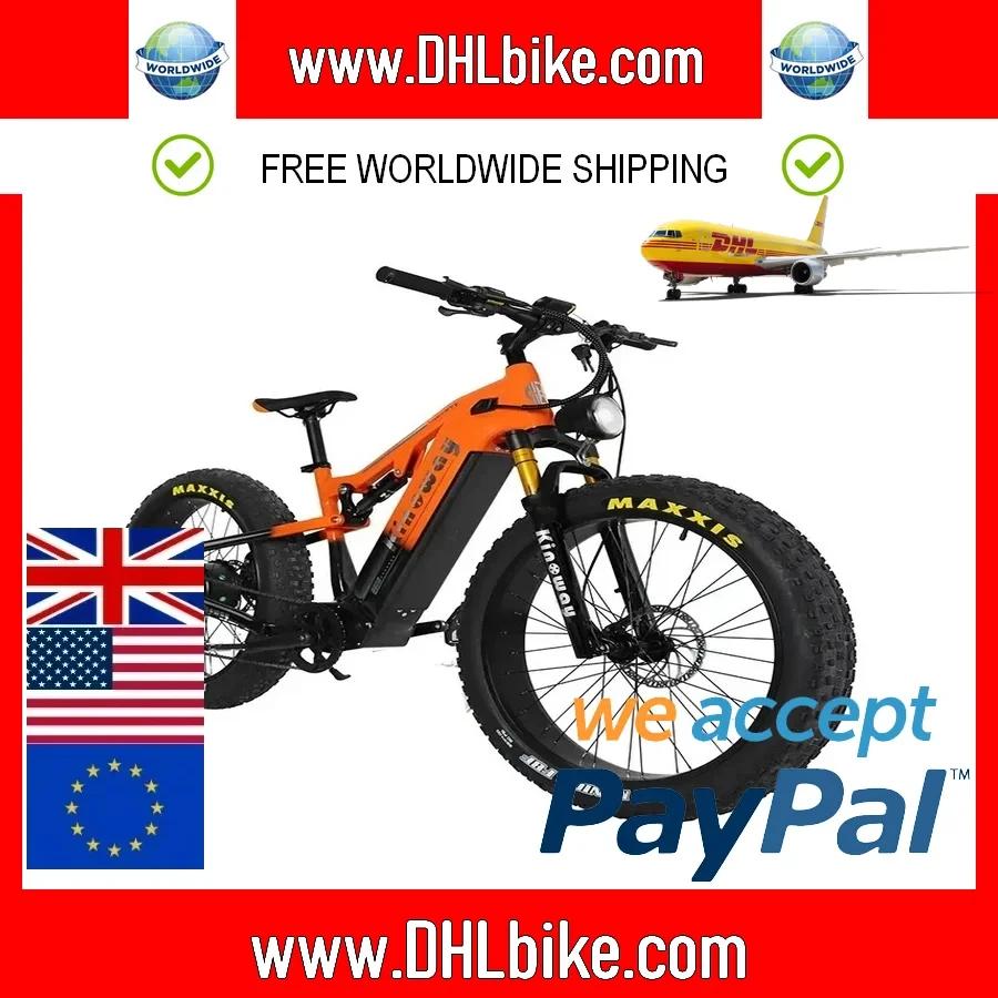 Bicicleta de neve off-road elétrica de montanha, freios hidráulicos, novo modelo, motor 1500W, bateria 48V 20Ah, pneus gordos 26 ", 9-velocidade - Image 1
