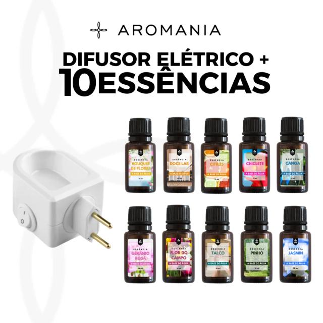 Kit Inteligente com 10 Óleos Essenciais e Base de 30ml para Aromatizar sua Casa