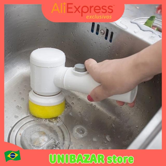 Escova Elétrica Sem Fio 5 em 1: Limpador Multiuso Prático para Cozinha e Banheiro com Eficiência e Conveniência