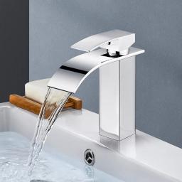 Lavatório de cachoeira de aço inoxidável, torneira alta e baixa, preto, quente e frio, banheiro, banheiro, casa - Image 2