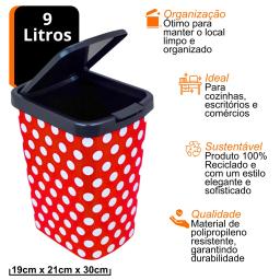 Lixeira Cozinha Com Tampa Lixeira Banheiro Cesto De Lixo Lata De Lixo Lixeira De Plastico Lixeira 9 Litros Balde De Lixo - Image 2