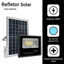 Refletor Solar Led Holofote 400w Placa Bateria Prova Dágua - Image 4