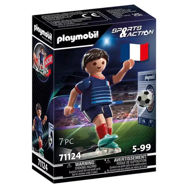 Playmobil Jogador de Futebol France B - Brinquedo Original Colecionável para Meninos e Meninas, Presente Perfeito com Licença Oficial, Novo na Caixa, 71124