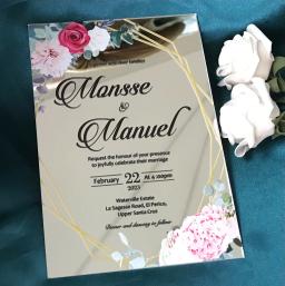 Convite De Casamento De Acrílico, Espelho Cartão Do Convite, Luxo Casamento Idéia, Personalizado, Espelho De Prata, Quinceanera Convite, 10Pcs - Image 3