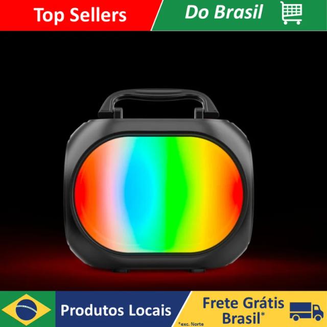 Caixa de Som Bluetooth Portátil com Luzes LED Coloridas e Subwoofer Estéreo Sem Fio