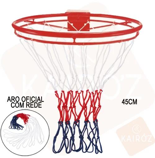 Cesta de Basquete Oficial de Ferro Aro de 45cm com Rede