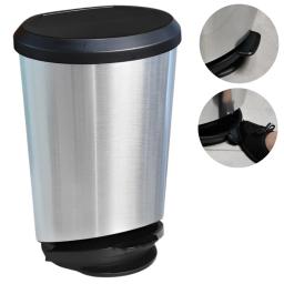 Lata de lixo lixeira cesto de lixo com pedal com tampa para banheiro cozinha escritorio Cor Prata 10 litros - Image 1