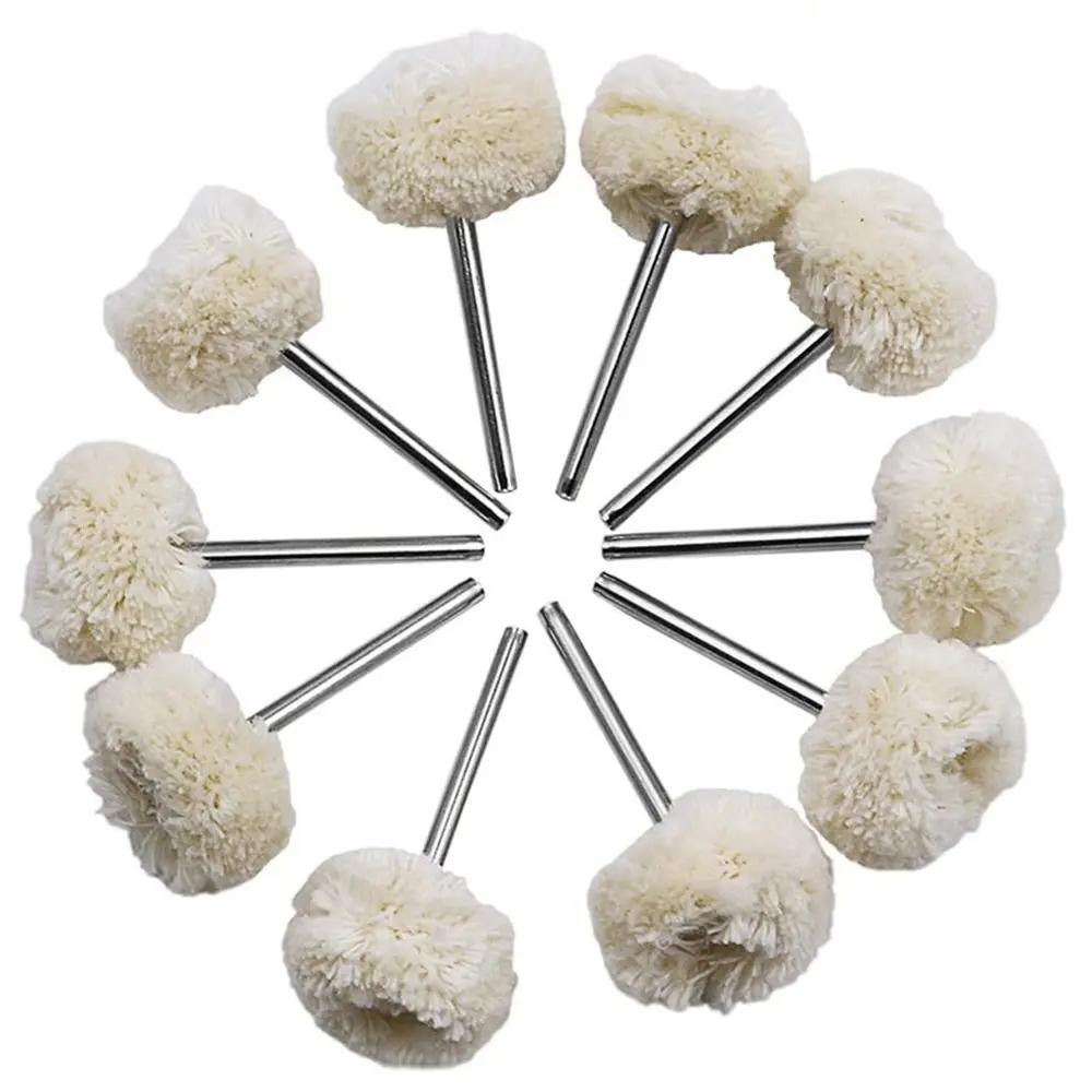 STONEGO Cabeça de polimento de roda de lã com haste de 3 mm para polimento de joias e metais, acessórios de ferramenta rotativa com 10 peças - Image 1