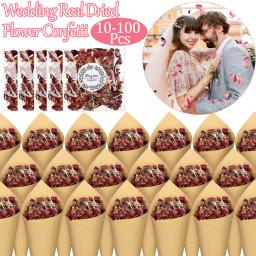 Kit Confetti casamento biodegradável, pétalas de flores secas, rosa natural, chuveiro nupcial, 10-100pcs - Image 1