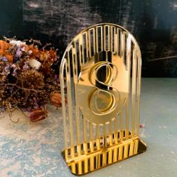 Números de mesa em arco de casamento prateado, decoração moderna para eventos de festa, números de mesa acrílicos, espelho dourado 3d, sinais de mesa - Image 6