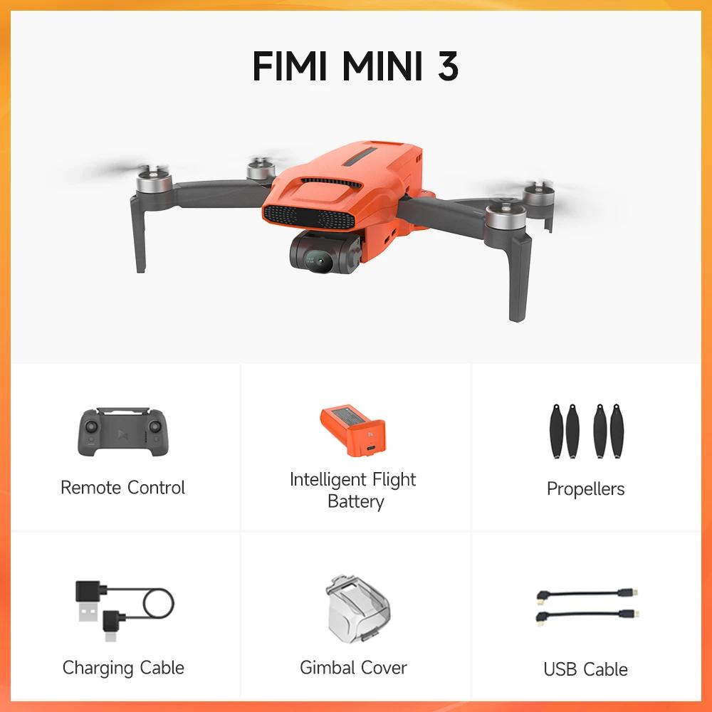 Fimi mini 3 câmera 245g ultra-leve 4k 60fps ai super nint drone profissional câmera gimbal de 3 eixos modo de retorno automático 9km - Image 1