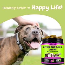 Mastigáveis de Suporte Hepático para Cães com Cardo Mariano, Cúrcuma, Colina, Saúde do Fígado, Desintoxicação Natural, Sistema Imunológico para Todas as Raças com Sabor de Carne - Image 3