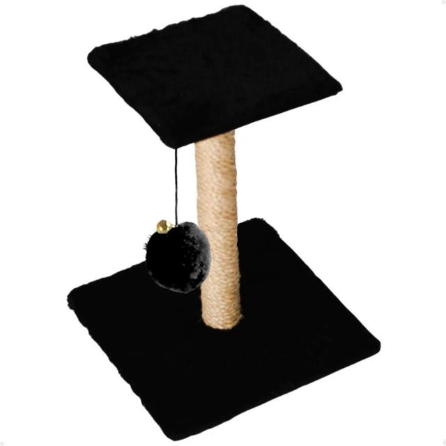 Arranhador Quadrado para Gatos com Poste de Sisal e Brinquedo de Pompom, Pelúcia e Guizo - Perfeito para Coçar e Brincar