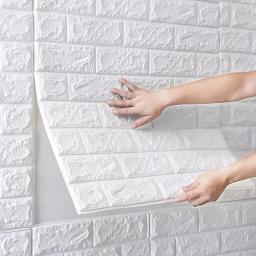 Adesivos de parede impermeáveis autoadesivos, Papel de parede DIY, Decoração do quarto, Padrão de tijolo clássico, 3D Home Decor, Decoração do quarto da espuma, 70cm x 1m - Image 2