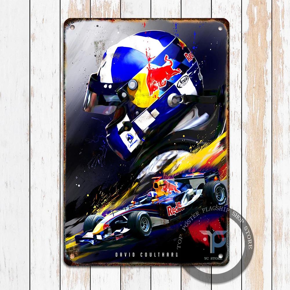 F1 clássico de corrida metal placa estanho sinais metal vintage poster decoração retro garagem decorativo carro clube parede ferro pintura decorar - Image 1