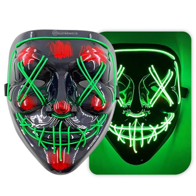 Máscara Neon Verde para Halloween e Cosplay - Ideal para Festas e Decoração