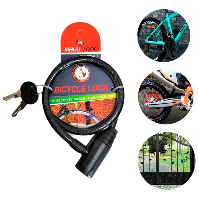Cadeado de Corrente Portátil Anti-Furto para Bicicletas e Motos com Chave - 1,05m x 19mm