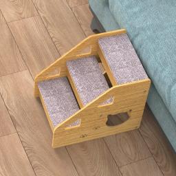 Escadas de madeira com rampa de segurança, escada de 3 degraus para cães e gatos, escada para camas altas e sofá, cães pequenos e velhos - Image 3
