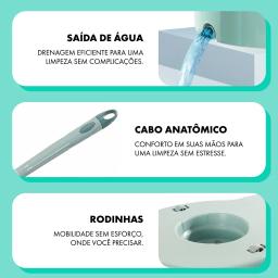 Balde Mop Esfregão Giratório 360 de Limpeza 12 Litros Com Cesto Inox Cabo 1,10 Metro Eficiência e Praticidade em Cada Giros - Image 4