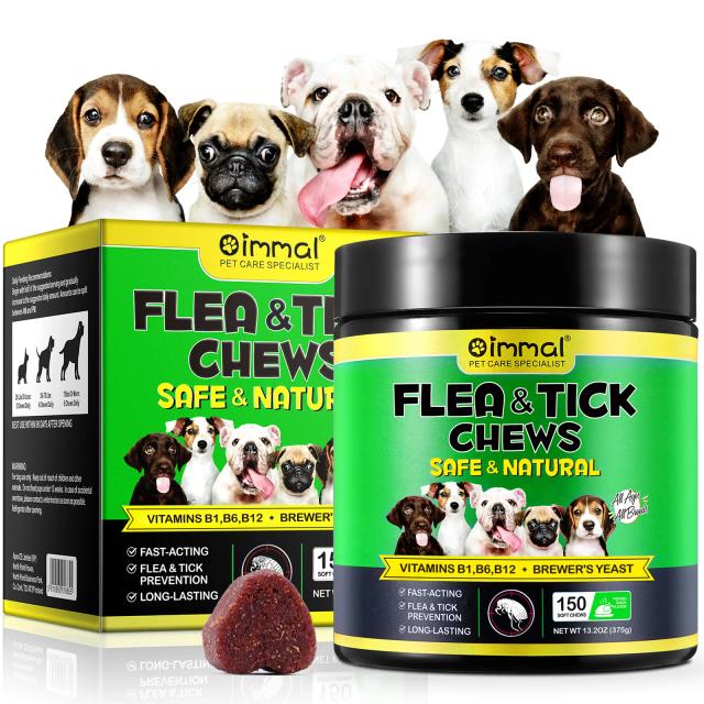 Suplemento Mastigável para Cães: 150 Comprimidos Sabor Pato de Pequim para Prevenção de Pulgas e Carrapatos em Todas as Raças e Idades