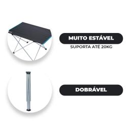 Mesa Alumínio Dobrável Portátil Churrasco Acampamento Jardim Praia Pesca Varanda Médio + Bolsa Bask - Image 3