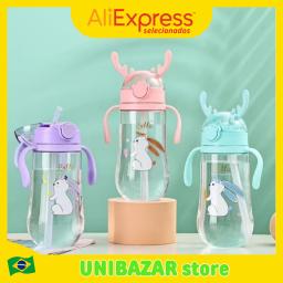 Garrafa Squeeze Infantil Kids 500ML Alce com Chifres Alça Crianças Multicolorido Ideal para Qualquer Lugar Kids Animado Desenho - Image 1