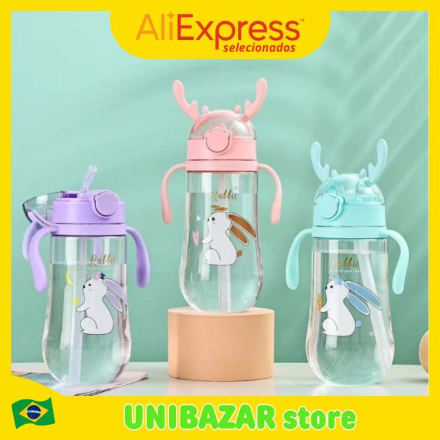 Garrafa Squeeze Infantil Alce com Chifres 500ML Multicolorida para Crianças Ideal para Qualquer Ocasião