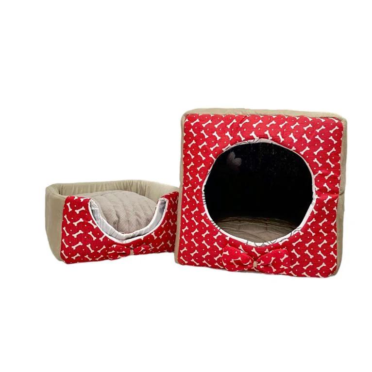 Casinha Pet Iglu 3 em 1: Grande: Caminha para Cachorro e Gato em Suede + Almofada Confortável- no Frio Casa e no Calor Cama - Image 1