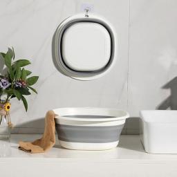 Bacia dobrável para lavar, lavatório dobrável, banheira com furo para pendurar, ideal para caminhadas, viagens, piquenique, cozinha - Image 2