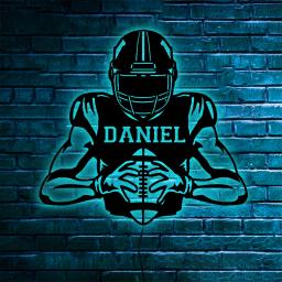 Personalizado Rugby Player Ball Helmet LED Neon Wall Lamp Nome Personalizado Número Futebol Colorido Night Light Para Decoração Do Quarto - Image 2
