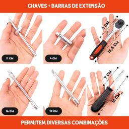 Jogo De Soquete 46 Peças 1/4'' Aço Crv Com Catraca Completo - Image 2
