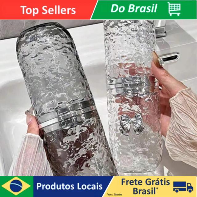 Porta Escovas 2 em 1: Copo Portátil Luxuoso com Estojo para Escova e Pasta de Dente em Viagens