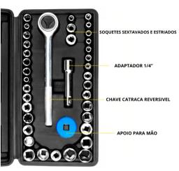 Kit Chaves Jogo Catraca Reversível canhão 1/4 Soquetes 40 Peças Maleta - Neverdie Store - Image 3