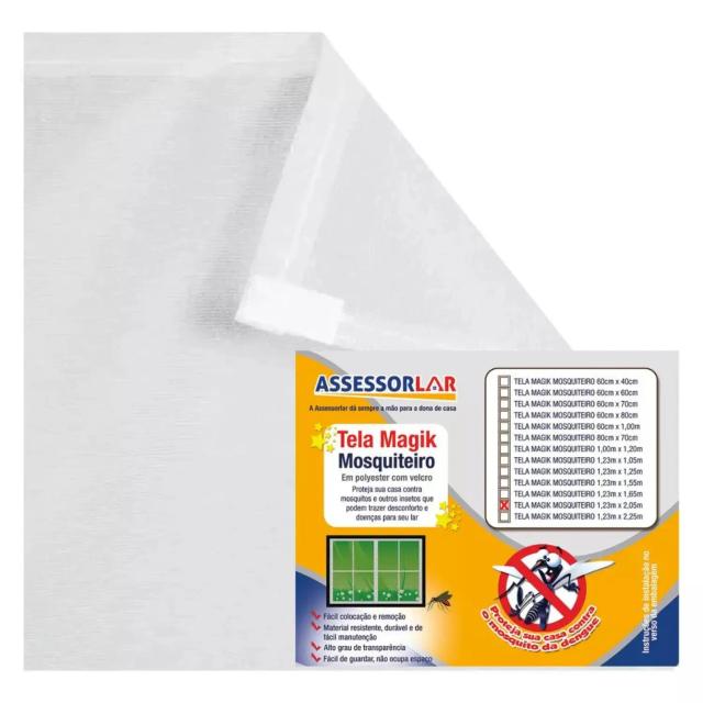 Tela Mosquiteira Autoadesiva Branca para Janelas 1,23 x 2,25m - Proteção Contra Mosquitos da Dengue e Insetos