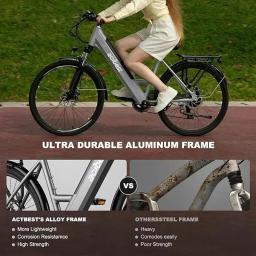 Bicicleta elétrica com motor sem escova, Cityrun Ebike, E-Bikes, 7 velocidades, 26 in, Step Thru, até 50 milhas, Peak 750W - Image 5