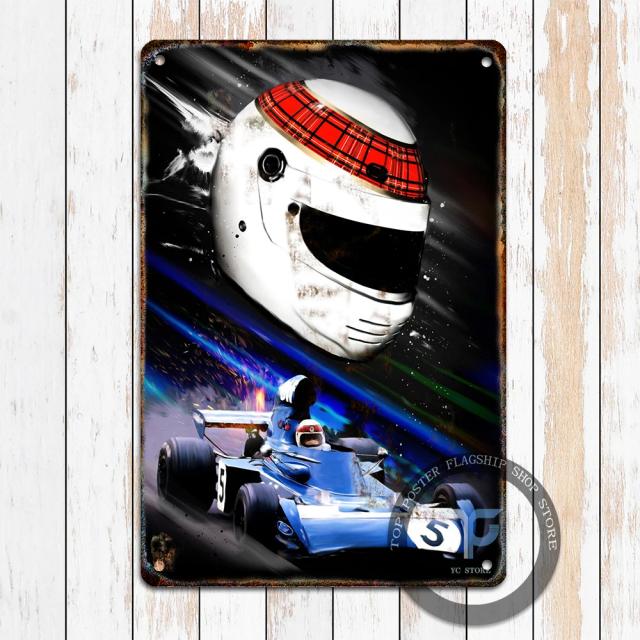 Pôster Vintage de Corrida F1 em Placa de Metal para Decoração de Garagem e Clube de Carros