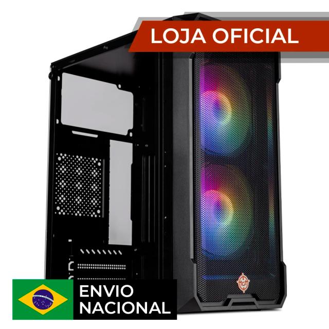 Gabinete Gamer TGT Jester Preto com Lateral de Vidro e 2 Ventoinhas - Design Mid-Tower