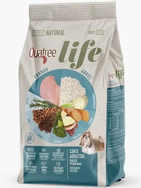 Ração Premium Quatree Life para Cães Adultos de Raças Pequenas Sabor Frango e Arroz 20kg