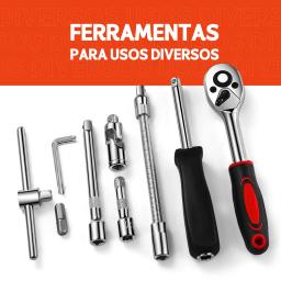 Jogo De Soquete 46 Peças 1/4'' Aço Crv Com Catraca Completo - Image 3