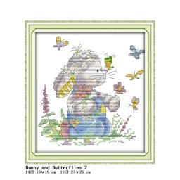 Série Coelho Ponto Cruz Kits Bordados, DIY, Desenhos Animados, Padrão Animal Bonito, Contando Conjunto, Bordado, Artesanato Em Tecido, 14CT, 11CT - Image 4